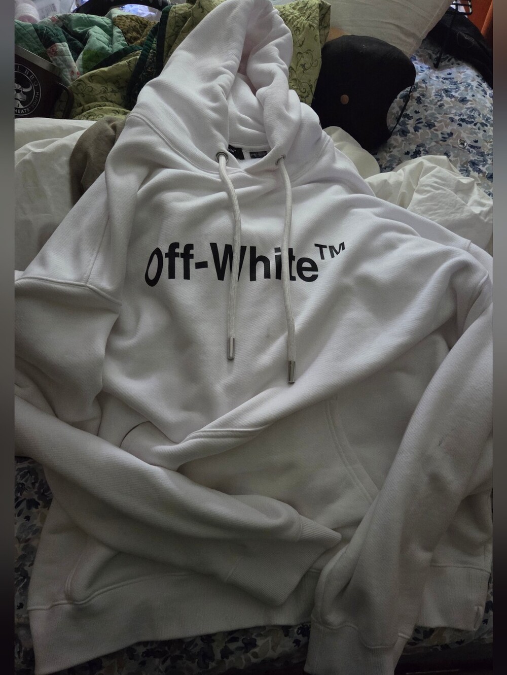 Off-White White Crewneck Hoodie with Black Logo